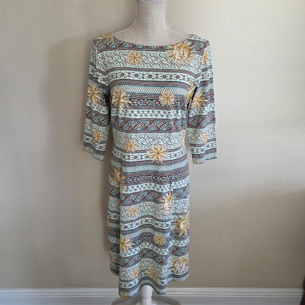 J.Mclaughlin Catalina Cloth Sun Star Medallion Print Dress Size Large